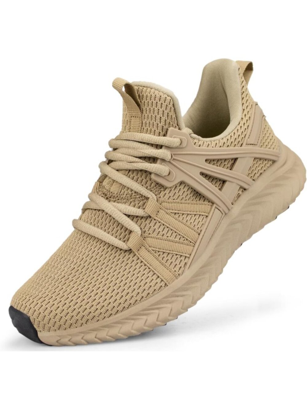Women's Khaki Lightweight Mesh Running Walking Slip On Tennis Sneakers